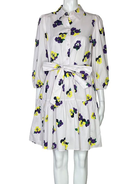 Vestido Kate Spade Flores Botones Blanco-Talla S
