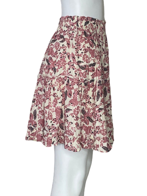 Falda Bishop+Young Metalizado Flores Blanco-Talla S