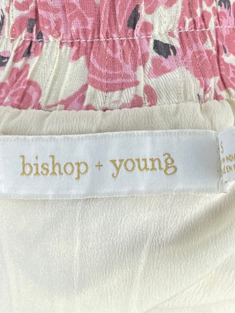 Falda Bishop+Young Metalizado Flores Blanco-Talla S