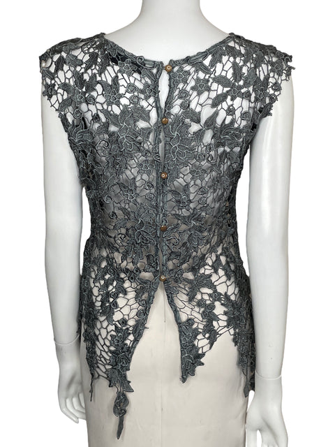 Top Miss Finch Encaje Floral Gris-Talla L