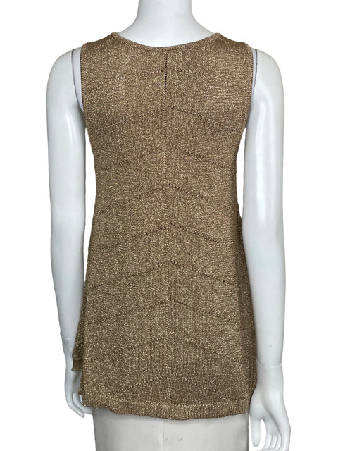 Top Pampita De Punto Brillante Dorado-Talla M