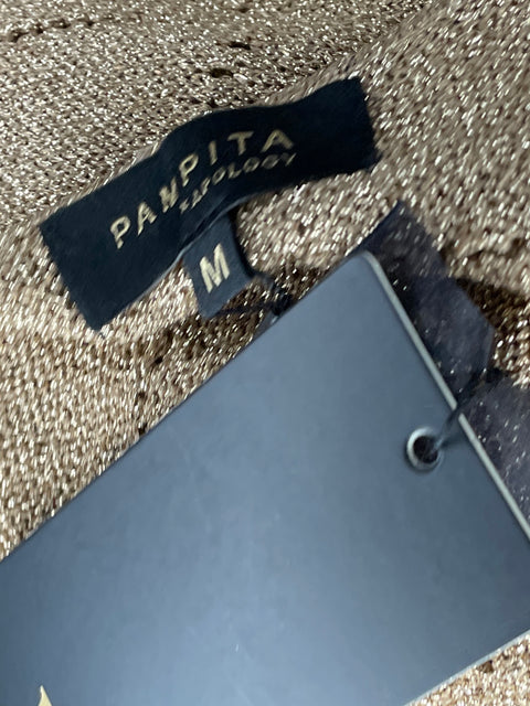 Top Pampita De Punto Brillante Dorado-Talla M