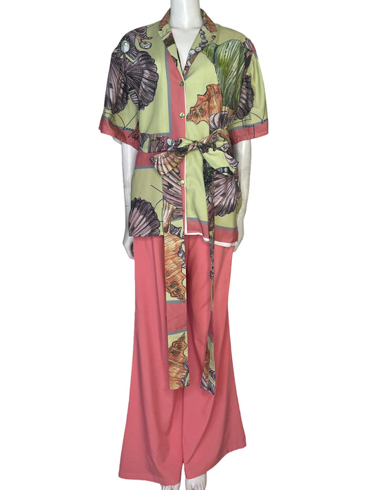 Set Tony Vergara Camisa + Pantalón Estampado Verde - Talla M/L