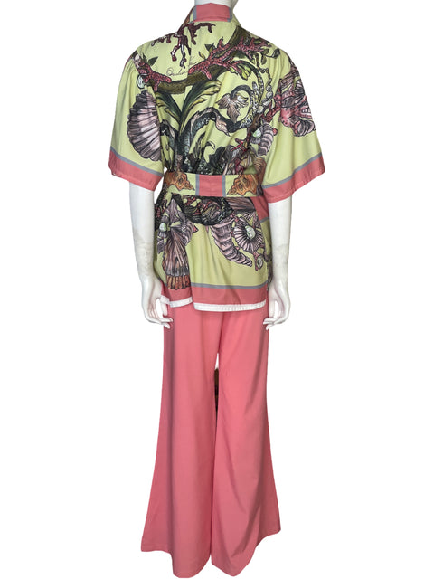 Set Tony Vergara Camisa + Pantalón Estampado Verde - Talla M