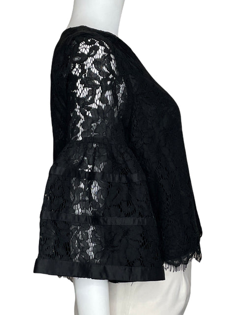 Top Do+Be Encaje Mangas Anchas Negro-Talla M