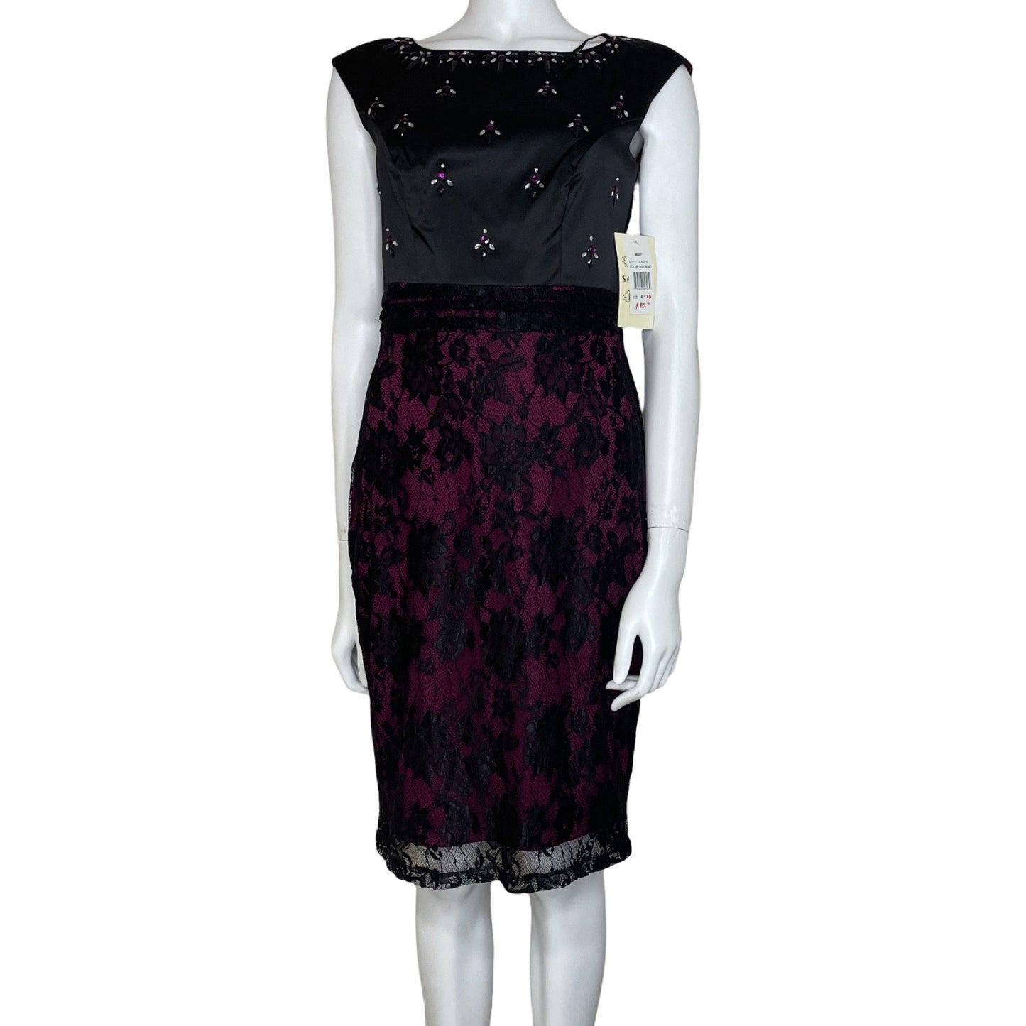 Vestido Sangria Pedreria Negro-Talla-4