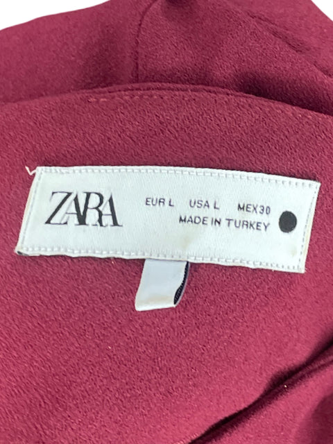 Vestido Zara Pliegues Midi Rojo-Talla L