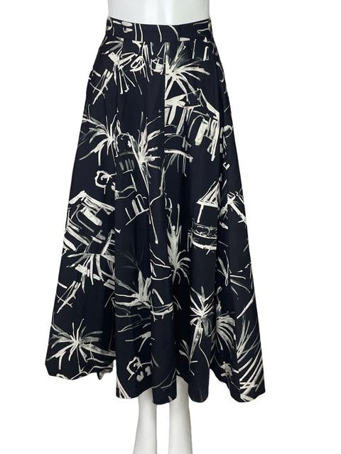Falda Zara Maxi Estampado Negro-Talla M
