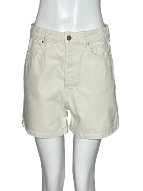 Short Zara Jeans Blanco-Talla 6