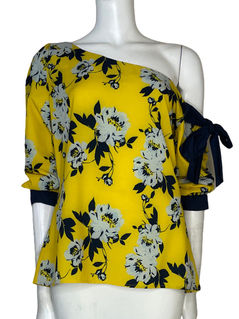 Blusa Santo Pratto One Shoulder Flores Amarillo - Talla 14