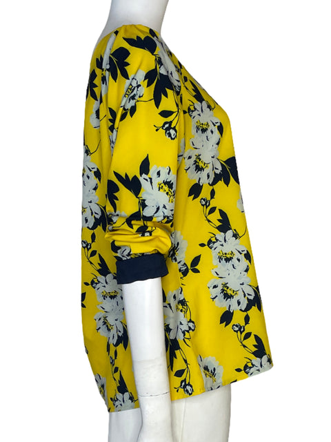 Blusa Santo Pratto One Shoulder Flores Amarillo - Talla 14