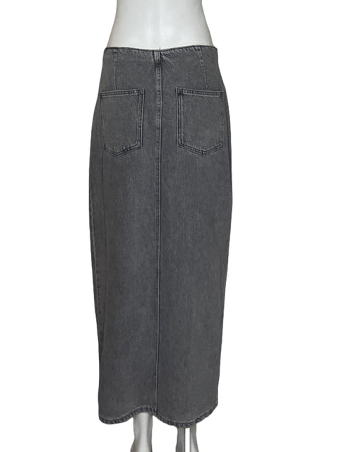 Falda Zara Cross Botones Maxi Gris-Talla S