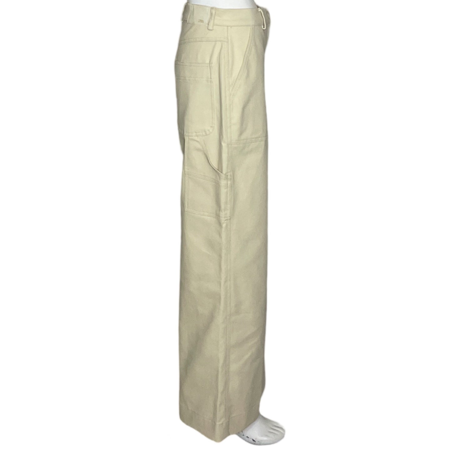 Pantalón Zara Recto Bolsillos Beige - Talla M