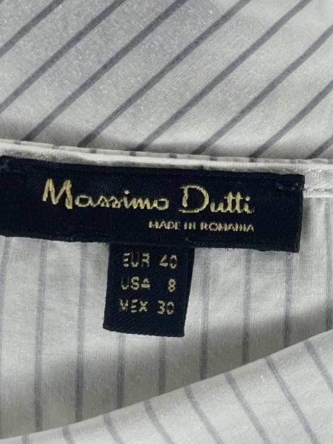 Blusa Massimo Dutti Flores Rayas Blanco-Talla 8