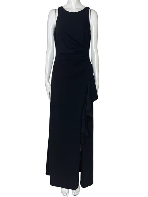 Vestido Alex Evenings Drapeado Maxi Negro-Talla 4