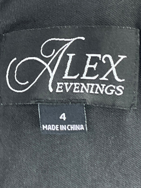 Vestido Alex Evenings Drapeado Maxi Negro-Talla 4