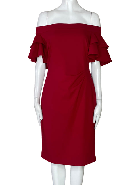 Vestido Ralph Lauren Vuelo Drapeado Rojo-Talla 6