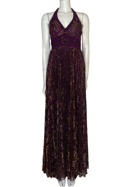 Vestido Sue Wong Halter Brillante Morado - Talla 4