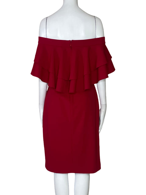 Vestido Ralph Lauren Vuelo Drapeado Rojo-Talla 6