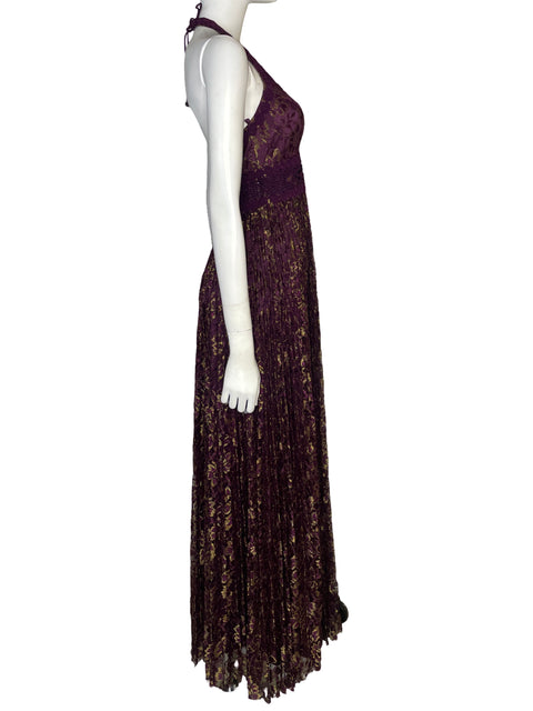 Vestido Sue Wong Halter Brillante Morado - Talla 4