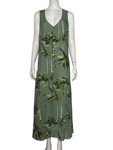 Vestido Malai Estampado Palmas Verde-Talla M