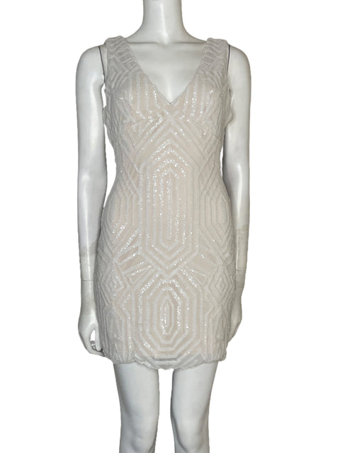 Vestido Morgan & Co Mini Lentejuelas Blanco - Talla 7