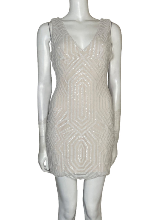 Vestido Morgan & Co Mini Lentejuelas Blanco - Talla 7