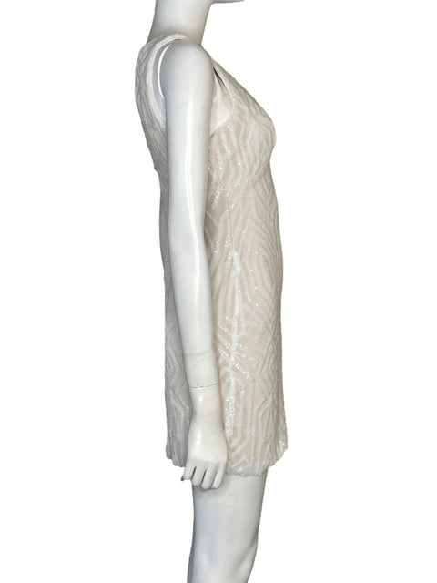Vestido Morgan & Co Mini Lentejuelas Blanco - Talla 7