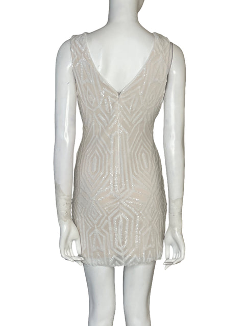 Vestido Morgan & Co Mini Lentejuelas Blanco - Talla 7