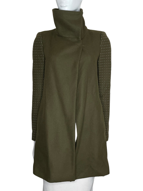 Abrigo Zara Cuello Alto Verde-Talla S