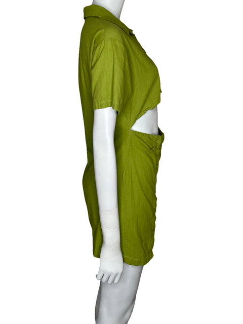 Vestido MoonKara Cut Off Camisero Verde-Talla L