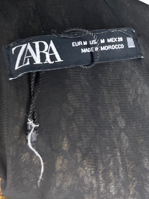 Vestido Zara Drapeado Snake Print Marrón - Talla M