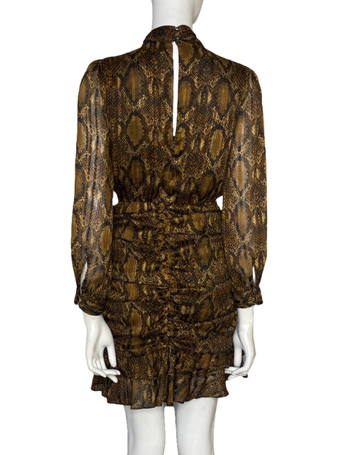 Vestido Zara Drapeado Snake Print Marrón - Talla M