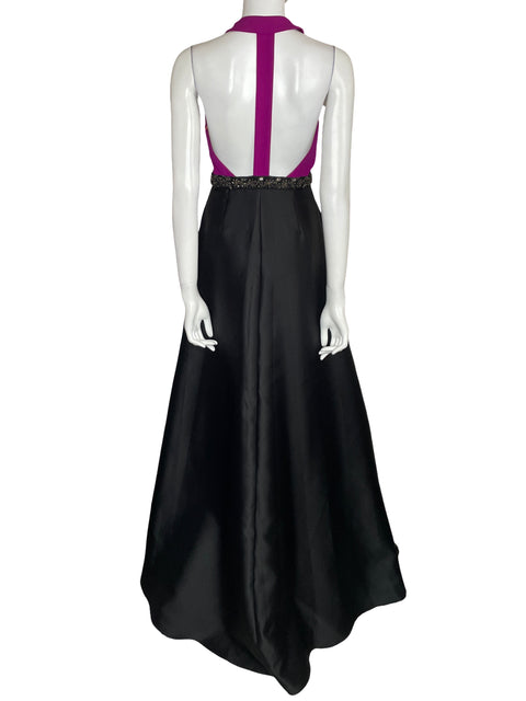 Vestido Monique Lhuillier Maxi  Halter Negro-Talla 2