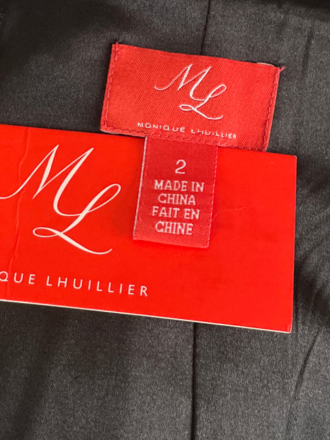 Vestido Monique Lhuillier Maxi  Halter Negro-Talla 2