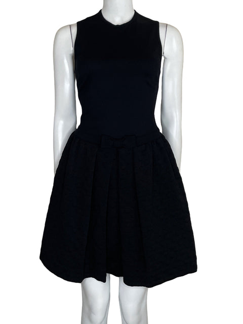 Vestido Red Valentino Mini Flared Sleeveless Negro-Talla M