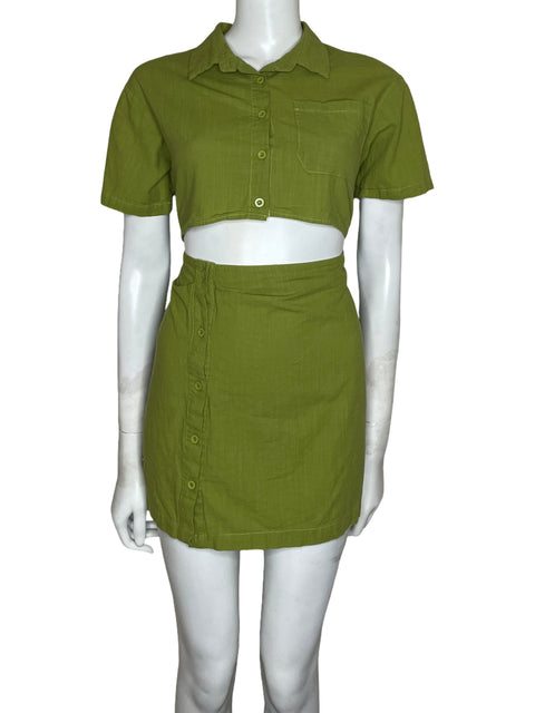 Vestido MoonKara Cut Off Camisero Verde-Talla L