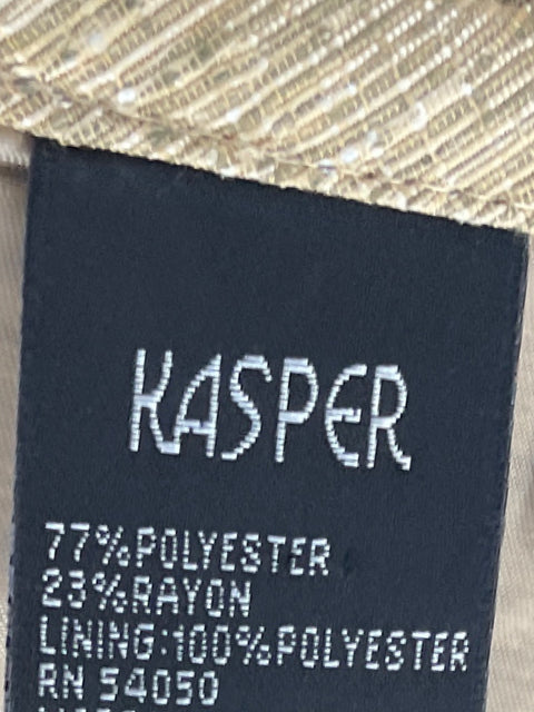 Falda Kasper Recta Metalizado Beige-Talla 8