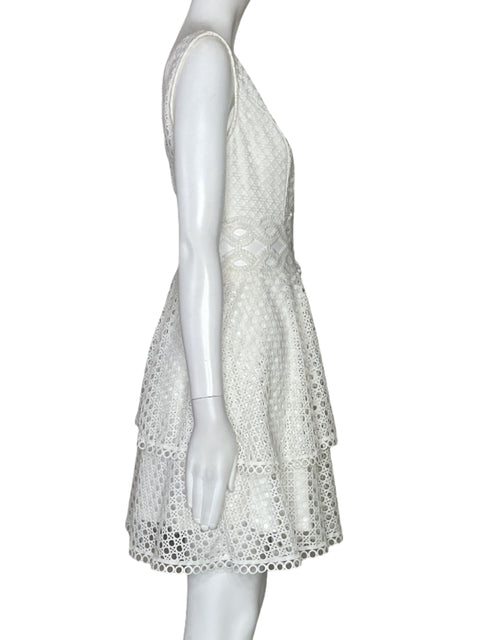 Vestido Petal Roz Troquelado Mini Blanco-Talla S