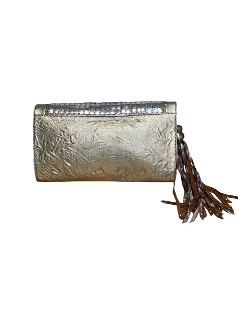 Cartera Nanette Lepore Clutch Plateado-Talla M