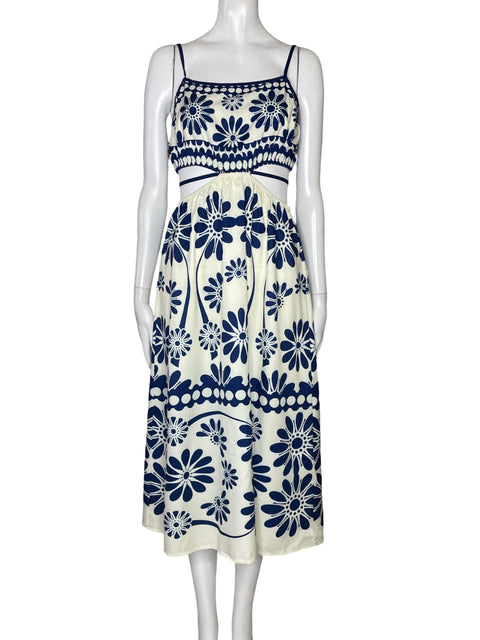 Vestido Tesoro Tps Tiras Flores Maxi Blanco-Talla S
