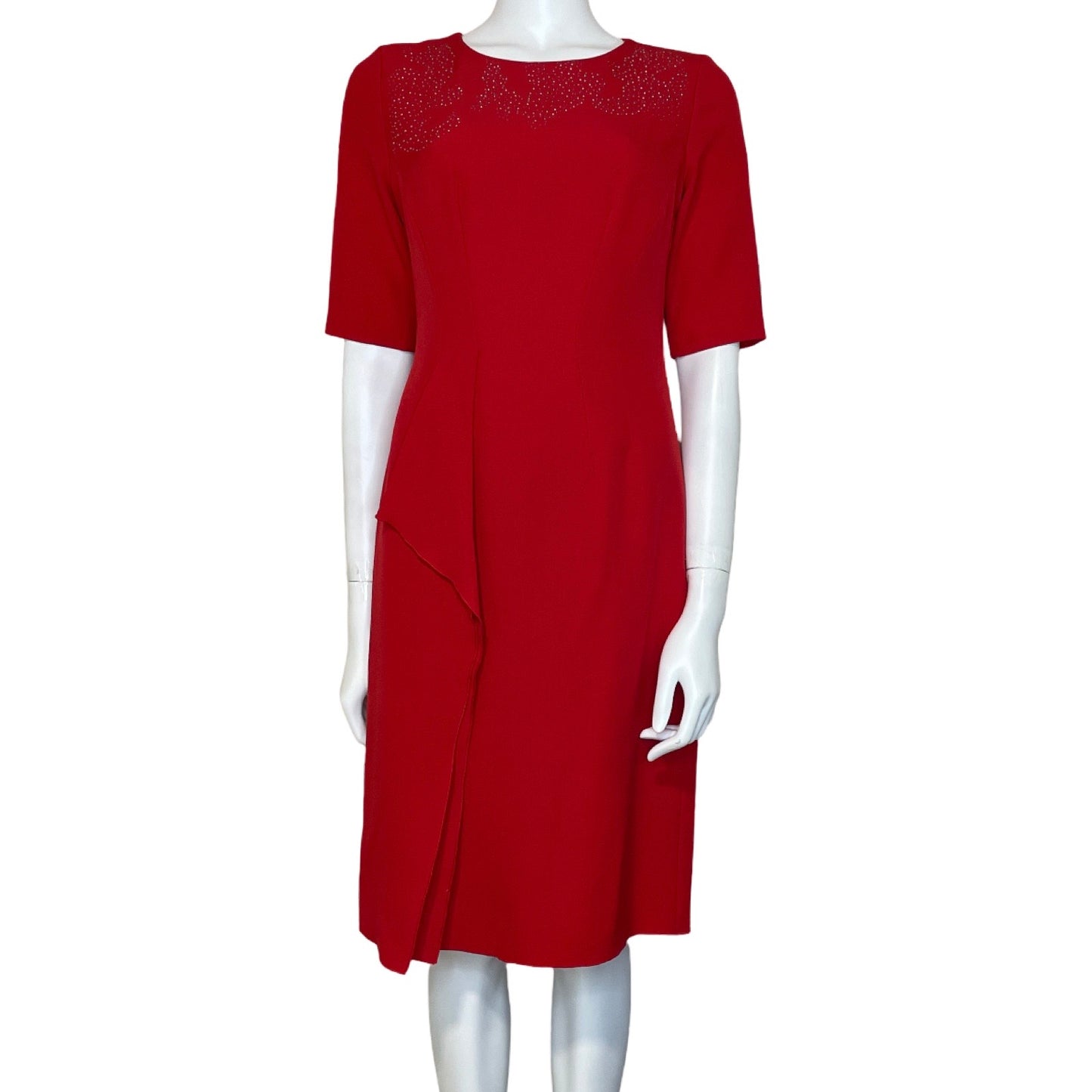 Vestido Anne Klein Cuello Pedreria Rojo-Talla-4