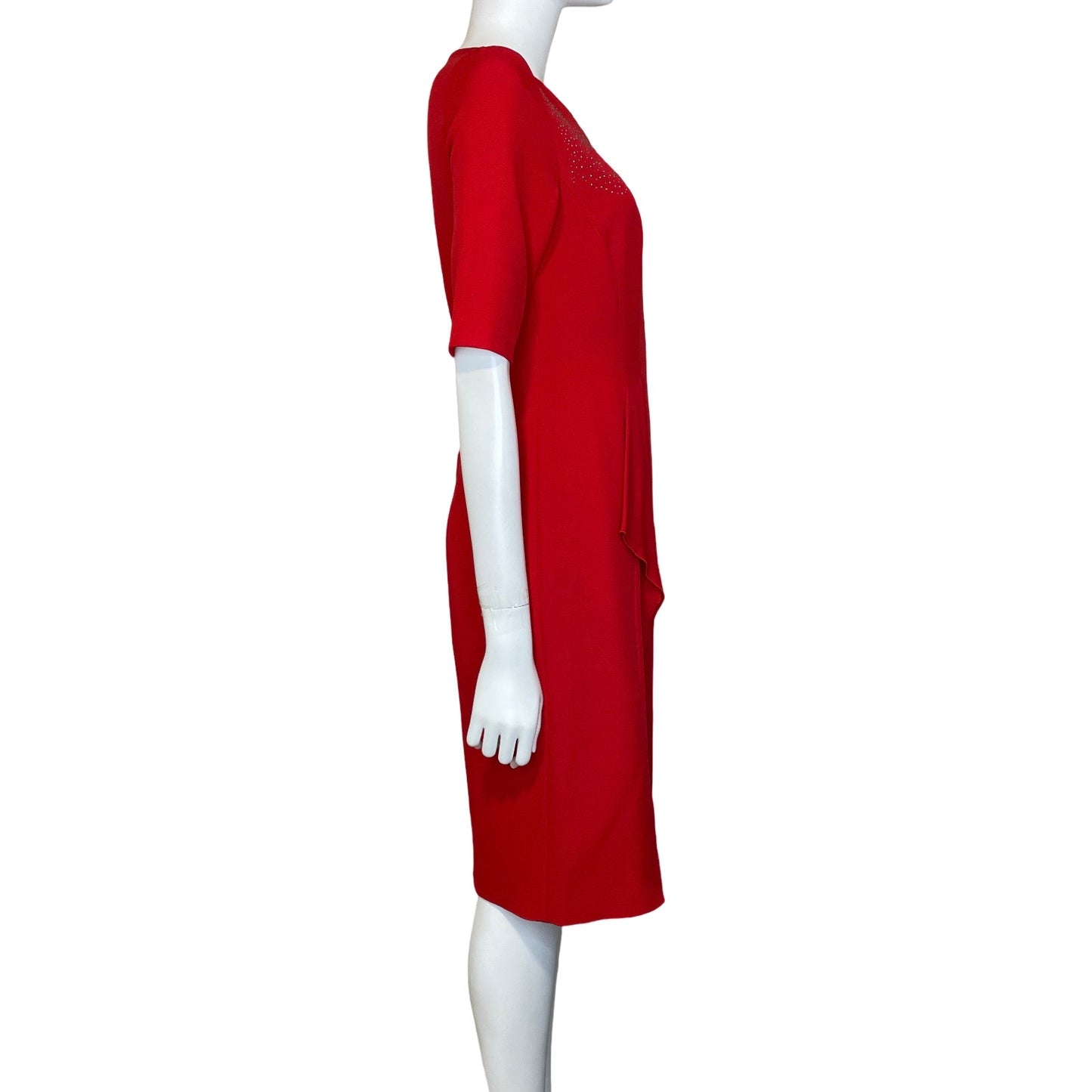 Vestido Anne Klein Cuello Pedreria Rojo-Talla-4