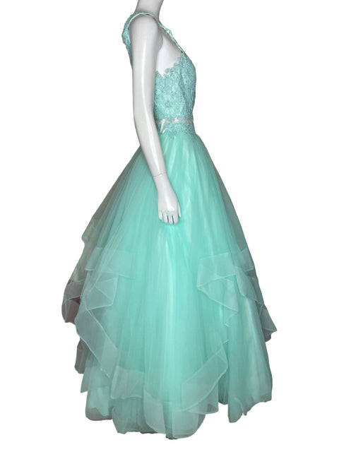 Set Dancing Queen Top + Falda Brillante Azul - Talla XS