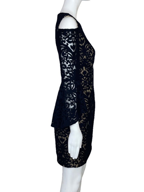 Vestido Xscape Mangas Encaje Negro-Talla 4