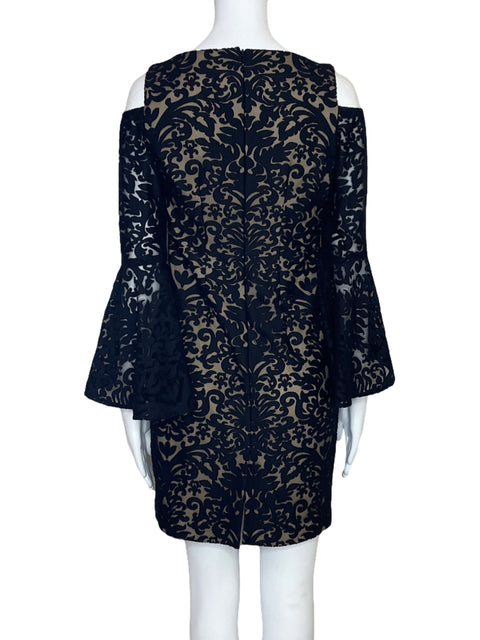 Vestido Xscape Mangas Encaje Negro-Talla 4