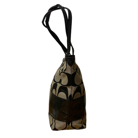 * Cartera Coach Signature Stripe Tote Negro-Talla M