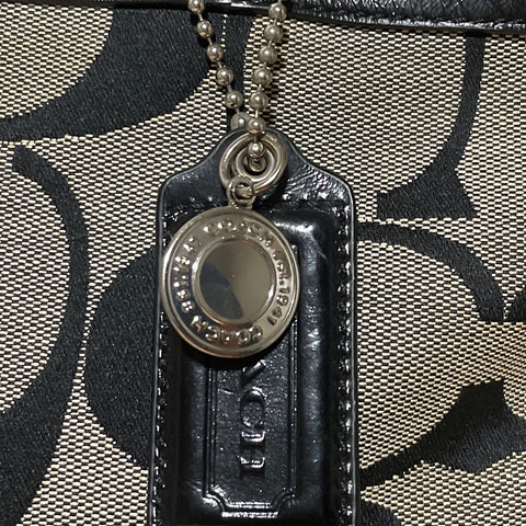 * Cartera Coach Signature Stripe Tote Negro-Talla M