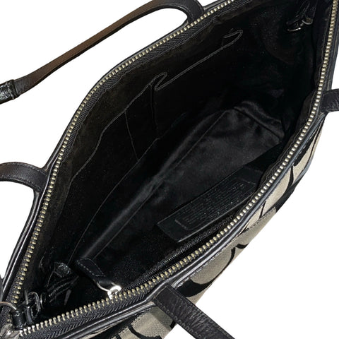 * Cartera Coach Signature Stripe Tote Negro-Talla M