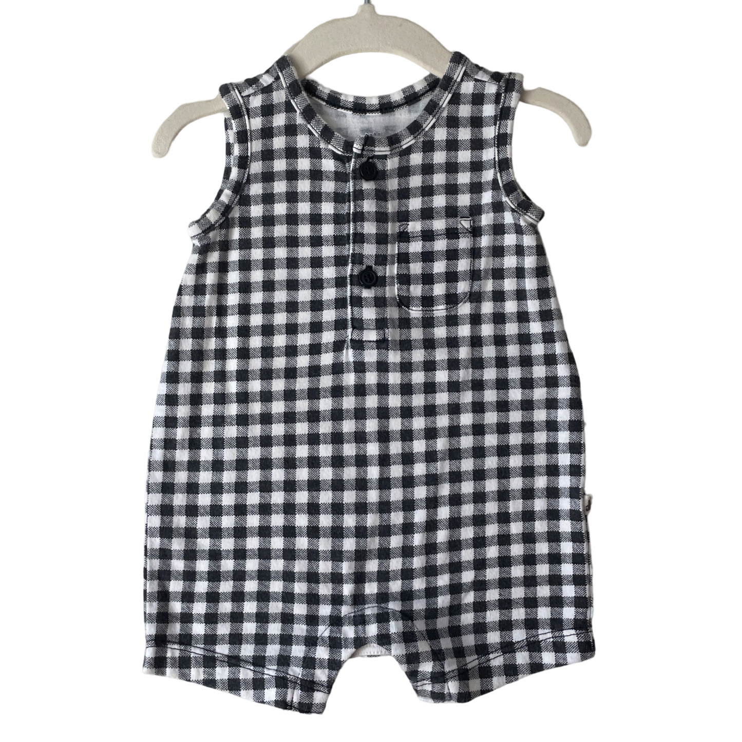 Romper Gap Cuadros Negro-Talla 0